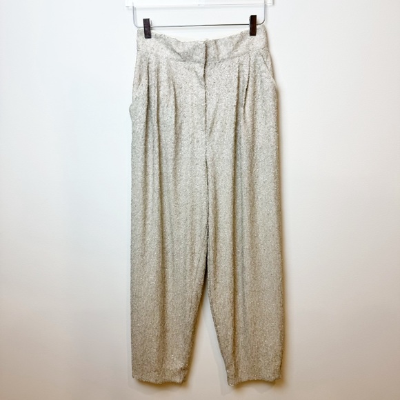 H&M | Wide-leg Sequined Pants in Light Beige NWT - Picture 5 of 15